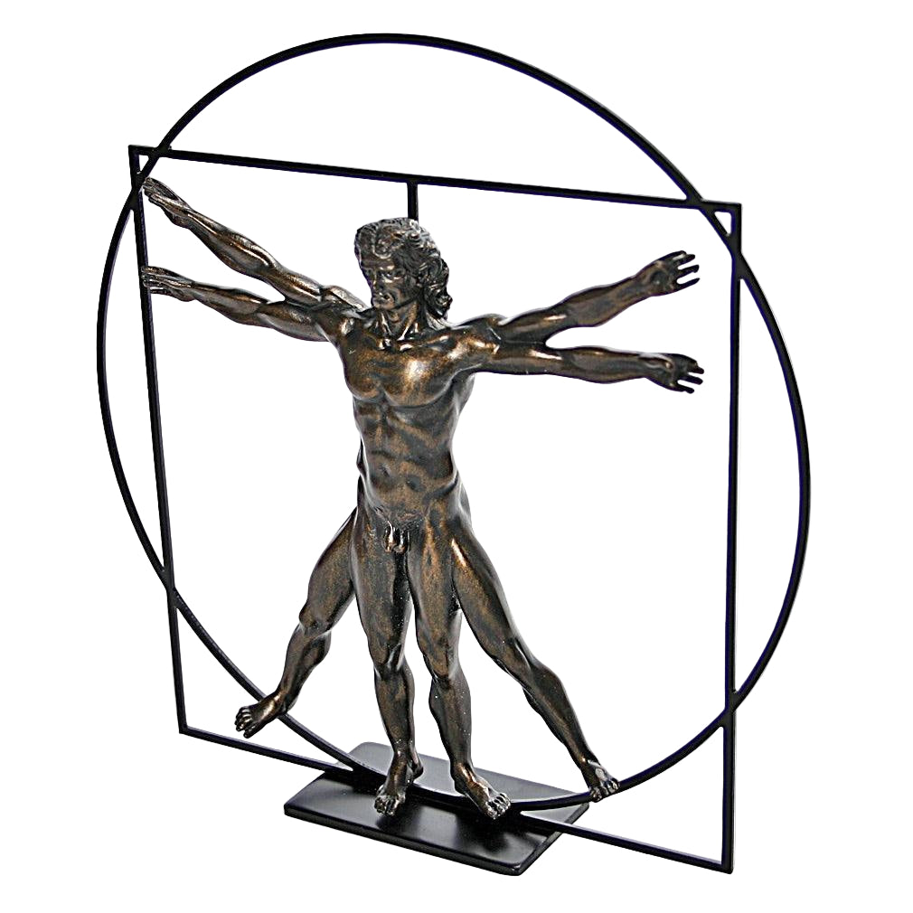 Vitruvian Universal Man Ideal Man Proportions Statue by DaVinci Bronze 8.5H - Museumize.com