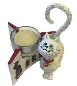 Cat Figurine and Tealight Candle Funny Looks by Dubout Gift Set