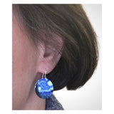 Van Gogh Starry Night Blue Round Handmade Aluminum Artisan Earrings 1.4L