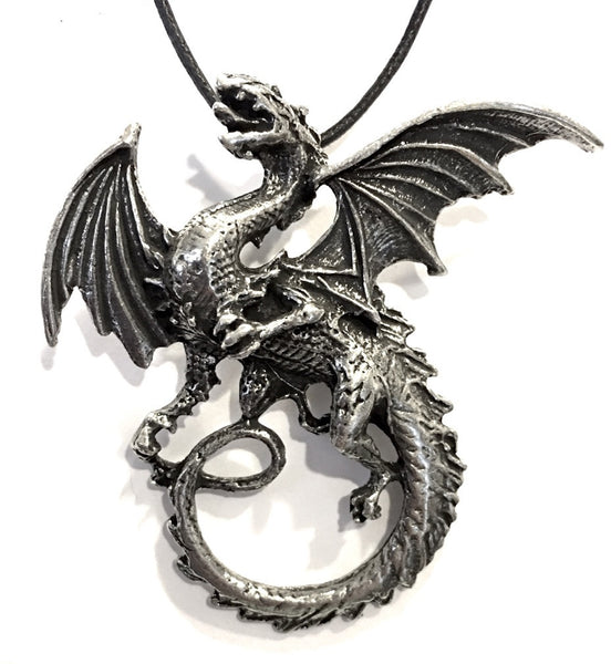 Large Dragon Charm / Pendant (2pcs / 46mm x 43mm / Tibetan Silver) Gothic  Jewelry Legendary Creature Myth Medieval Knight Fantasy CHM866