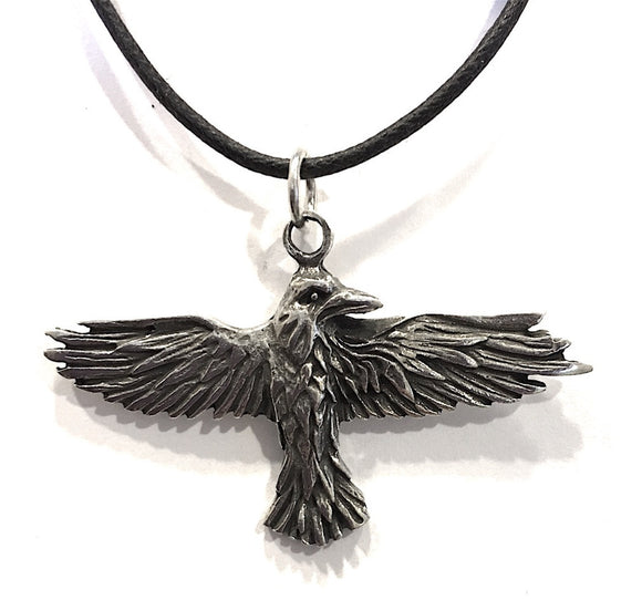 Museumize:Raven Celtic Prophesy Morrigan Bird Pewter Pendant Charm Necklace