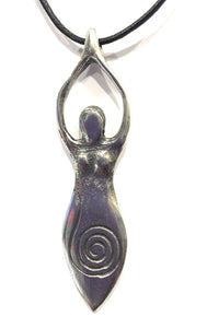 Museumize:Spiral Goddess Woman Early Age Abstract Unisex Pewter Pendant Necklace 2.5L