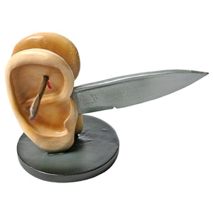 Ears With Knife Men Listening on Ear Lobe Statue by Hieronymus Bosch, Assorted Sizes