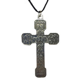 Renaissance Crucifix Cross Two-Sided Pendant Pewter Unisex Charm Necklace 2.75L