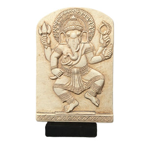 Dancing Ganesh Dancing Hindu Wall Relief with Stand 6.5H