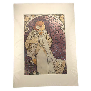 Matted Print - Mucha Woman Art Nouveau 15.75H x 11.75W attic