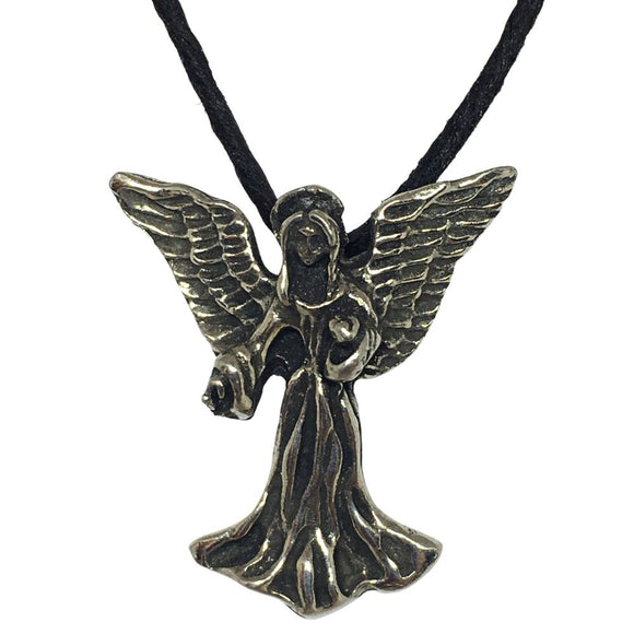 Angel of Inner Peace Pendant Pewter Unisex Charm Necklace 1L