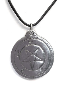 Museumize:Talisman Amulet Good Fortune Kabbala Pentagram Pewter Pendant Necklace