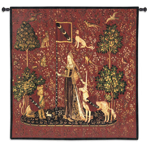 Lady with Unicorn Sense of Touch Woven Wall Tapestry Chenille Infused 53W x 56H