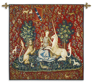 Lady with Unicorn Sense of Sight Woven Wall Tapestry 53W x 48H