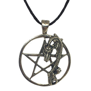 Pentacle of Dragon Round Wiccan Sorcery Unisex Pewter Pendant Necklace 1.1L