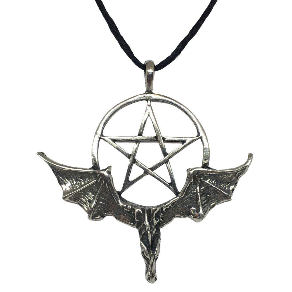 Pentacle of Dragon in Flight Wiccan Sorcery Unisex Pewter Pendant Necklace 2L - Museumize.com