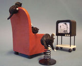 Cats Watching Horror Movie on TV Statue Set by Dubout 5.75H