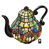 Teapot Shaped Stained Glass Lamp Figurine 7.5H x 9.5W
