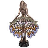 Peacock Priestess Lady with Skirt Stained Glass Lamp 16H x 10.5W