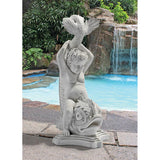 Cherub Boy Sitting on Dolphin Classical Garden Statue 30.5H