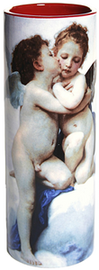Two Cupids Babies with Wings Angels Ceramic Flower Bud Museum Vase 7.75H