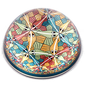 Escher Tessellations Fishes Circle Limit III Glass Dome Desktop Paperweight 3W