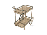 Elegant Chrome and Glass Serving Trolley with Wheels 29H