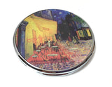 Van Gogh Cafe Terrace Purse Handbag Cosmetic Magnification Mirror 2.75H - multicolor