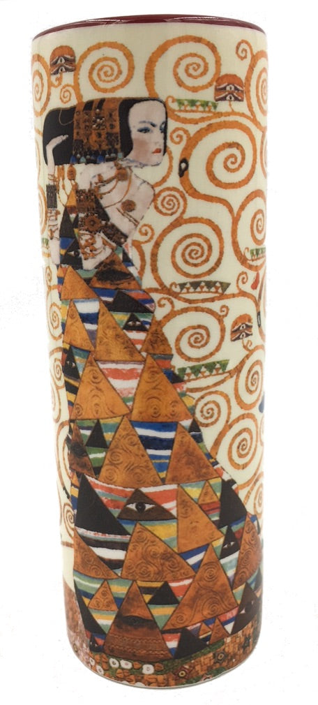 Klimt Woman Expectation Ceramic Flower Bud Small Vase 7H