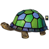Turtle Lamp Figurine Blue Green Stained Glass 3.5H x 8W