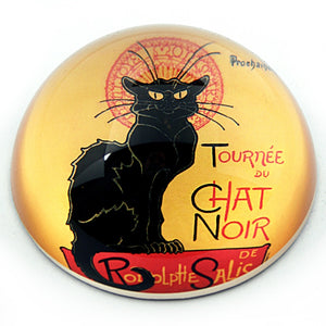 Black Cat Le Chat Noir Glass Desk Paperweight by Steinlen 3W