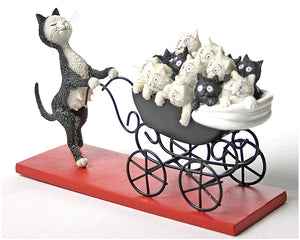 Proud Cat Mom Pushes Carriage Filled with Kittens Le Landeau by Dubout 8L
