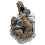 Puppies Watching Water in Puppy Pail Pour Garden Fountain 21.5H