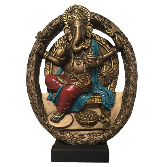 Ganesh Seated Offering Harmony Safekeeping Statue or Wall Art 7.5H