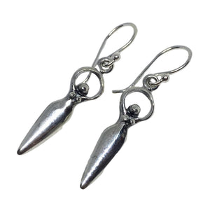 Mother Goddess Drawing Down Infinite Circle Arms Dangle Sterling Silver Earrings 1.1L