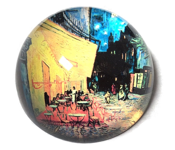 Cafe Terrace At Night Glass Dome Desktop Paperweight by Van Gogh 3W