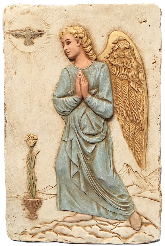 Archangel Gabriel of Mercy Praying to White Dove Wall Relief 13H