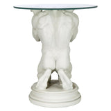 Classical Male Nude Kneeling with Weight of Glass on Shoulders Side Table 21.5H