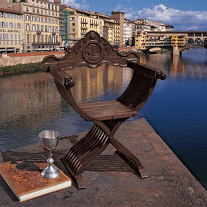 Historic 15th Century Savonarola Scissor Chair 16 Ribbed Cross Strut Legs 37H