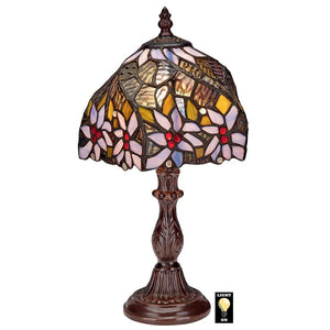 Light Blue Dogwood Flower Stained Glass Lamp 14.5H x 8W