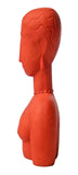 Modigliani Red Woman with Curvy Elongated Features Shows Oceanic Influence Statue 6.75H