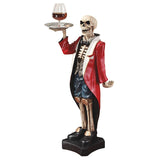 Bones English Butler Holding Your Drink Pedestal Skeleton Sculpture Side Table 36H