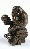 Pocket Art Rheinhold Monkey with Skull Philosophizing Miniature Statue 3.6H