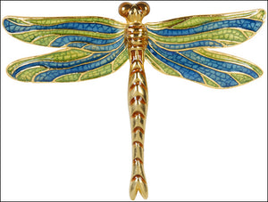 Dragonfly Pin Brooch Enamel Tiffany Blue Green 2.1H