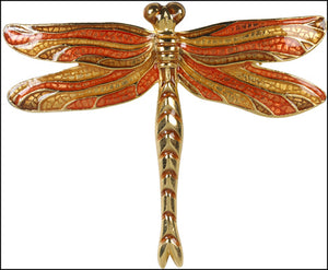 Dragonfly Pin Brooch Enamel Tiffany Orange 2.1H