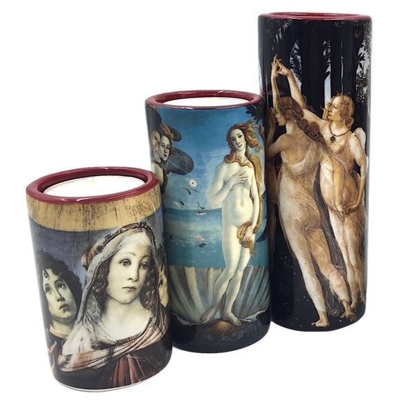 Botticelli Women Venus Three Graces Mary Tealight Ceramic Candleholder Set of Three 5.9H