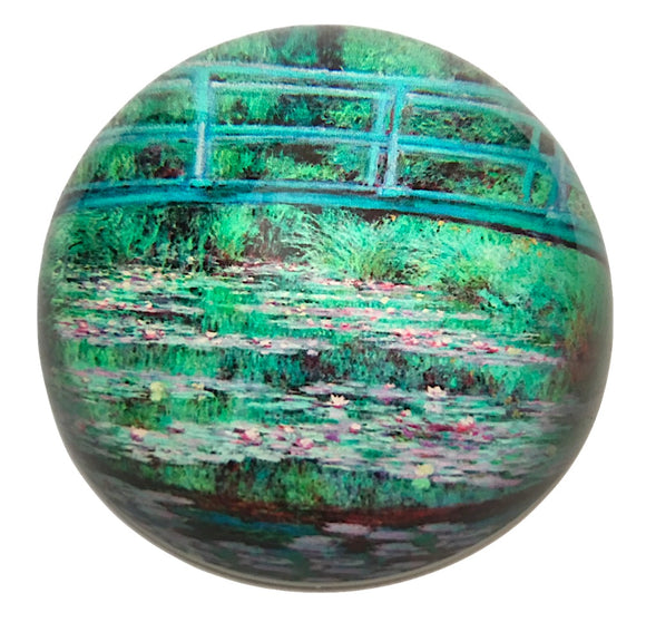 Monet Japanese Bridge Giverny Green Blue Glass Dome Desk Museum Paperweight 3W