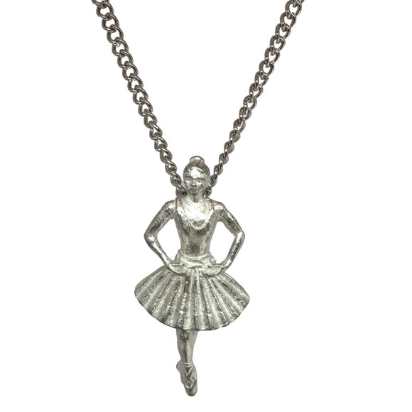 Degas Little Dancer Ballerina Dance Recital Award Pendant Necklace 1.25L - Pewter