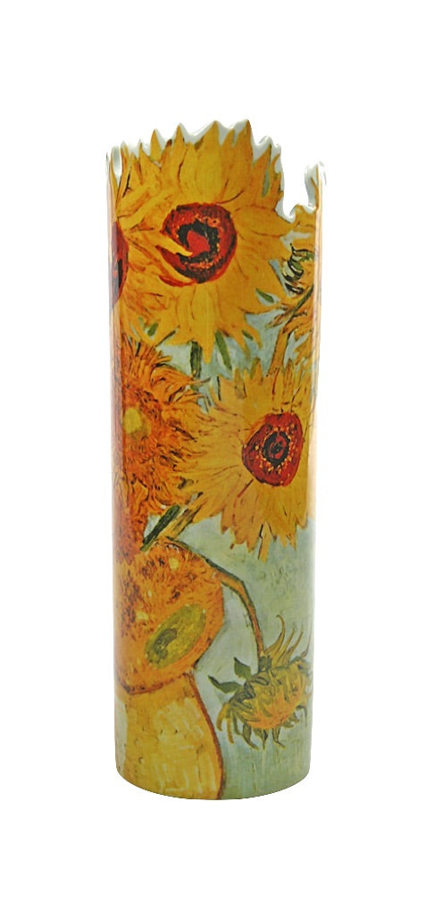 Sunflowers Ceramic Museum Flower Vase by Van Gogh 8.5H