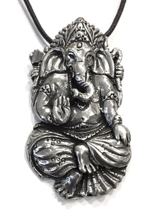 Ganesh Elephant Hindu Unisex Pewter Pendant Charm Necklace - Pewter