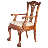English Chippendale Arm Chair Light Wood Ornate Elegant Delicate 39.5H