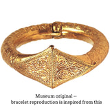 Islamic Double Triangle Geometric Pattern Hammered Bangle Cuff Bracelet