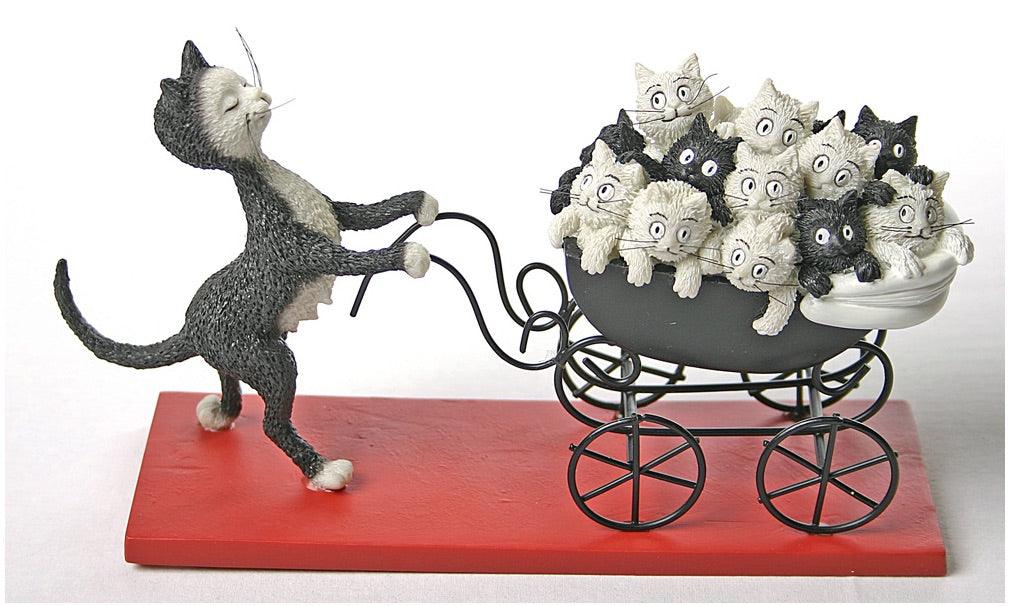 Proud Cat Mom Pushes Carriage Filled with Kittens Le Landeau by Dubout 8L - Museumize.com