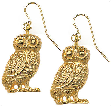 Wise Owl Athena Minerva Greek Dangle Drop Earrings 1.5L